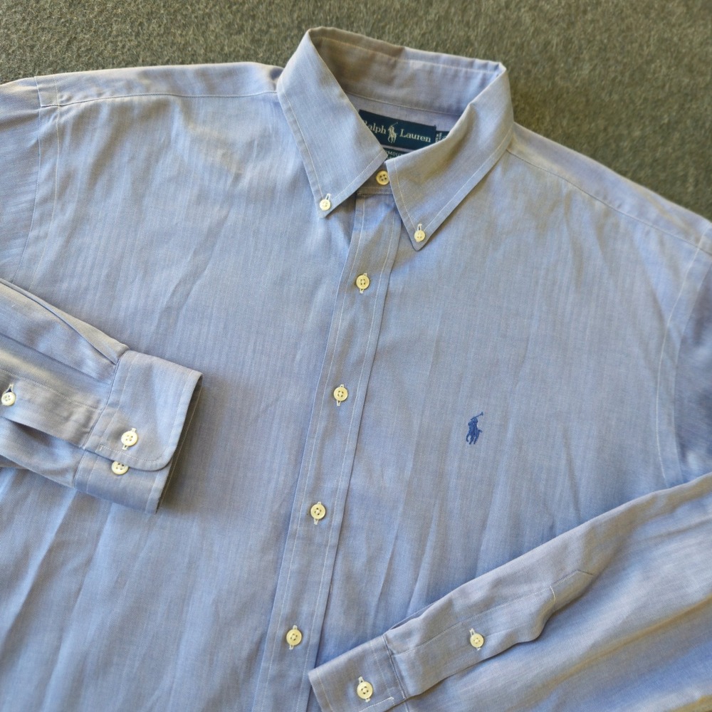 RALPH LAUREN Yarmouth 16.5 34/35 Herringbone Cotton Button Down Shirt Preppy EUC